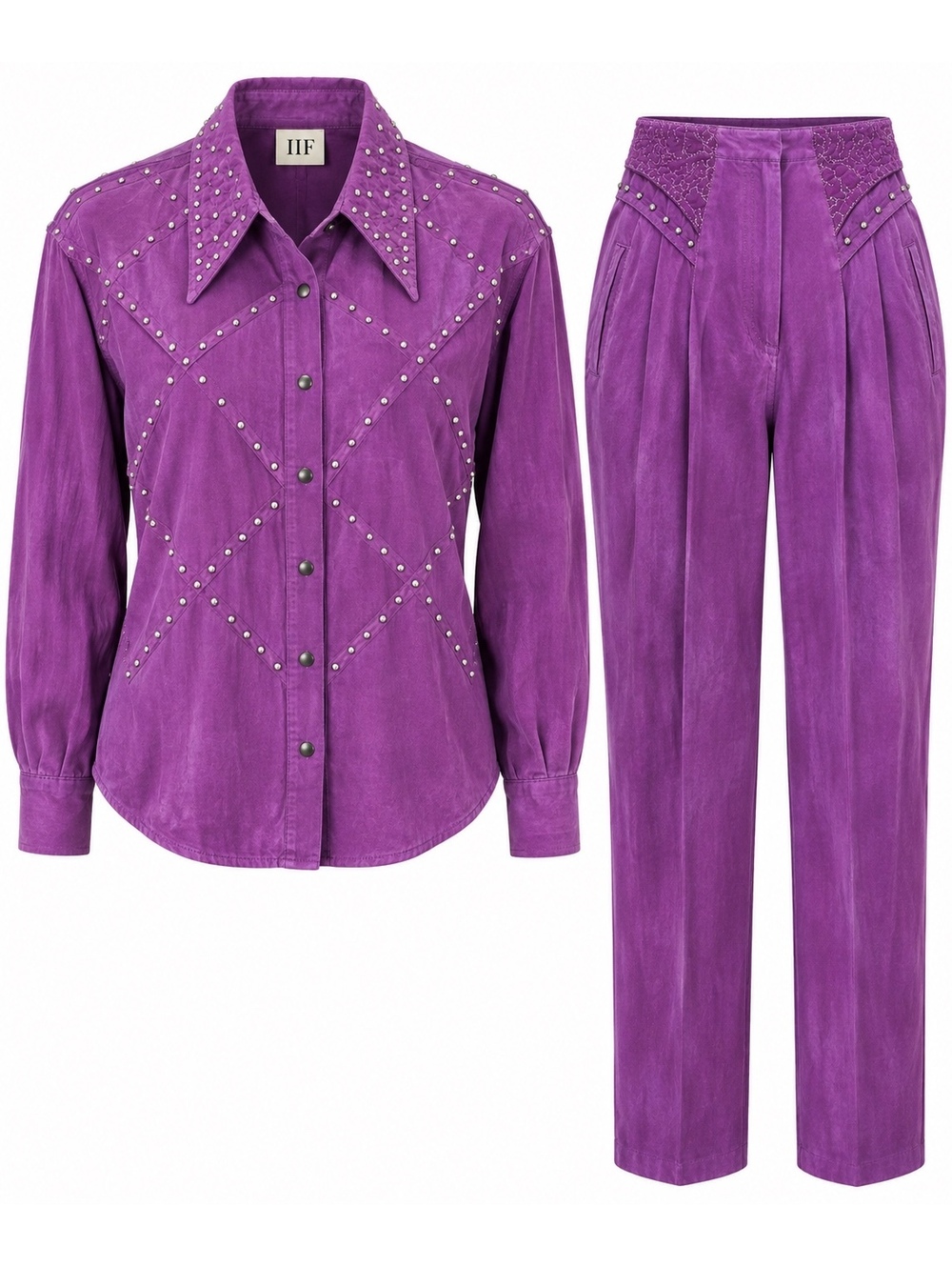 Vintage IIF Purple Rhinestone Western Shirt & Pants Set